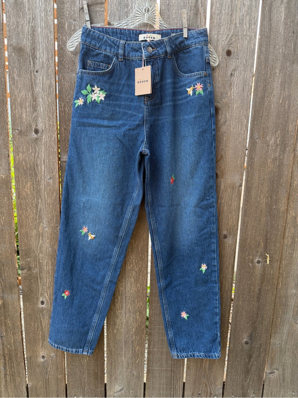 Kids 14 Boden Dark Blue Embroidered Straight Jeans BNWT